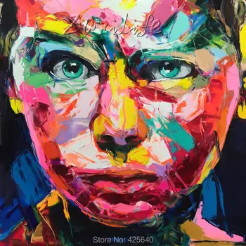 

Palette knife painting portrait Palette knife Face Oil painting Impasto figure on canvas Hand painted Francoise Nielly 15-7