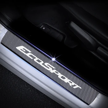 

For Ford ECOSPORT Door Sill Protector Reflective 4D Carbon Fiber Sticker Door Entry Guard Door Sill 4Pcs Red