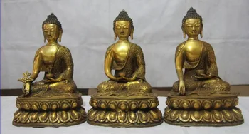 

Chinese Bronze Copper gild three Sakyamuni Shakyamuni Tathagata Buddha Statue