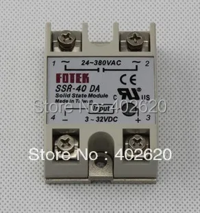 

SSR-40DA 40A ,input 3-32V DC output 24-380V AC single phase ssr solid state relay 10pcs/lot Free Shipping