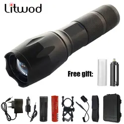 Litwod Z20 светодио дный тактический фонарь CREE XM-L2 U3 факел 5000Lm зум самооборона свет для велосипедов Охота фонарик lanterna