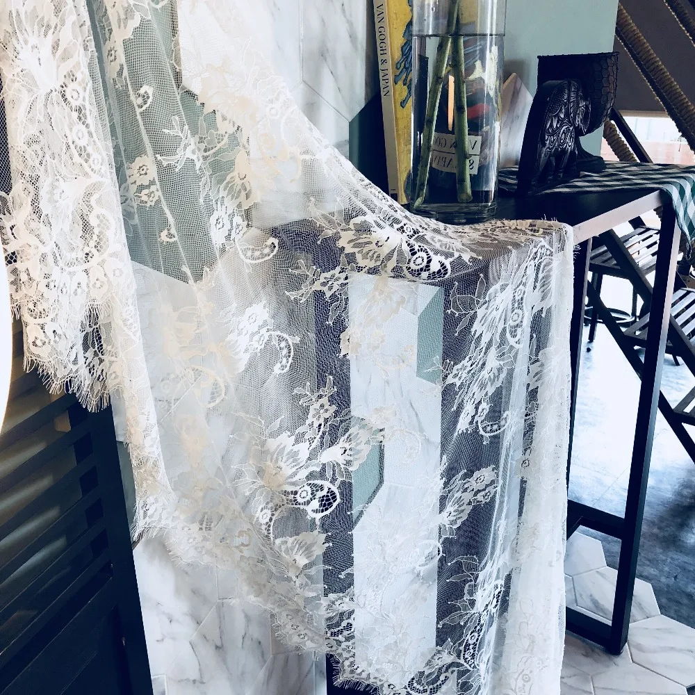 75x300CM Wedding Table Runner White Lace Table Runner Floral Table Cloth Boho For Wedding PartyChristmas Table Decoration Home  (2)