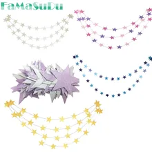 Length 4m New Creative Paper Garland Strings Gold Silver Star Circle Wedding Party Birthday Baby Shower Hanging Decoration
