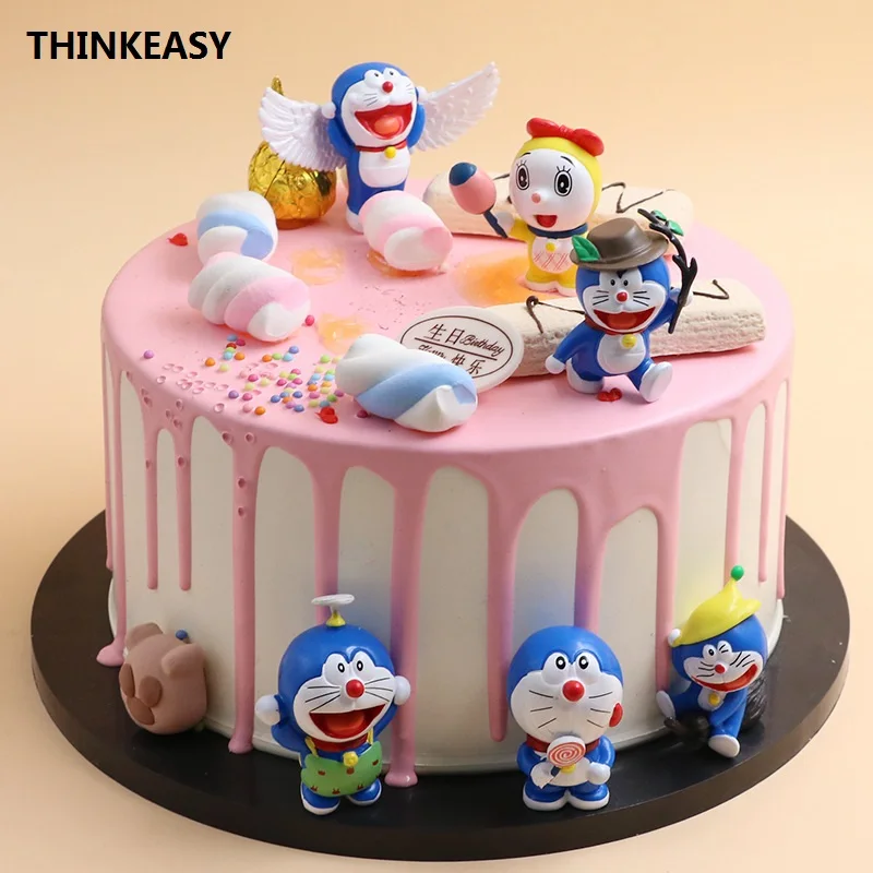

THINKEASY Anime Cartoon Cute Doraemon Mini PVC Figure Model Toys Dolls 6 pcs/set Child Toys Christmas Gifts