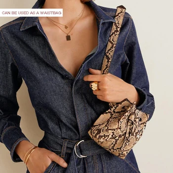 

small bucket bag mini crossbody bags Snake skin pattern Waist Packs
