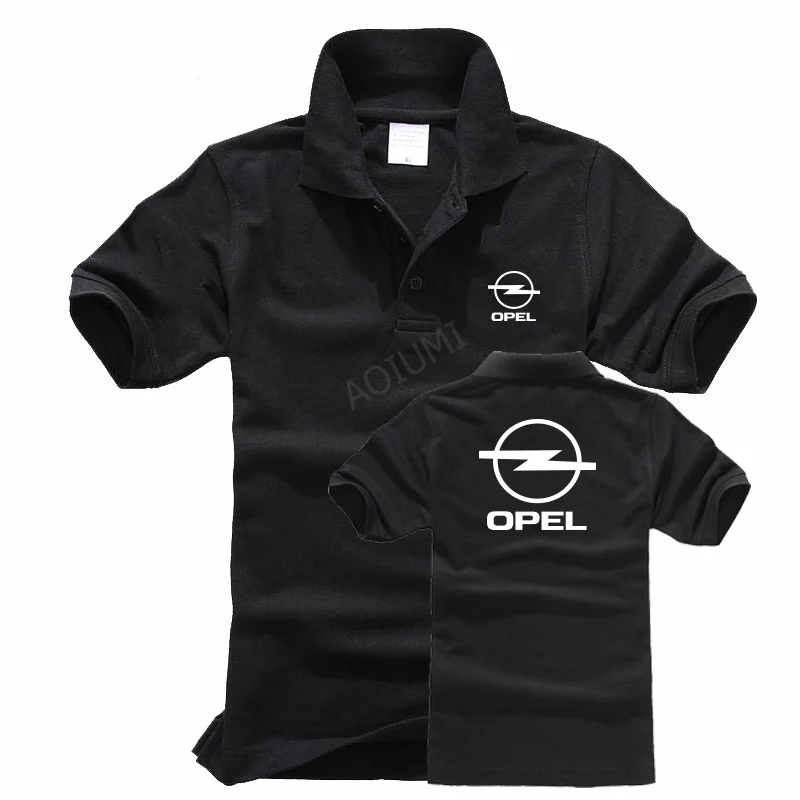 Летняя Повседневная однотонная мужская рубашка поло Opel, Трикотажная хлопковая рубашка с коротким рукавом черного цвета