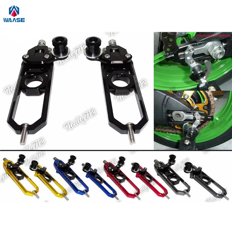 waase Motorcycle Chain Adjusters with Spool Tensioners Catena For Suzuki GSXR600 GSXR750 2006 2007 2008 2009 2010 2011 2012 2013 2014 2015 2016 Black 