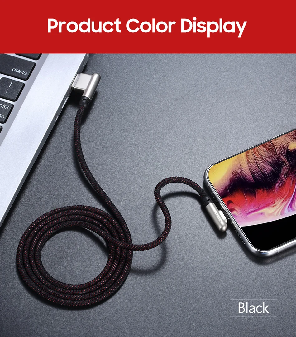 Benks 90 Degree Elbow Fast Charging Data Cable For iPhone 6 7 8 X XR XS MAX Lighting Charge Cord For iPad iOS 10 11 Charger Line (12)