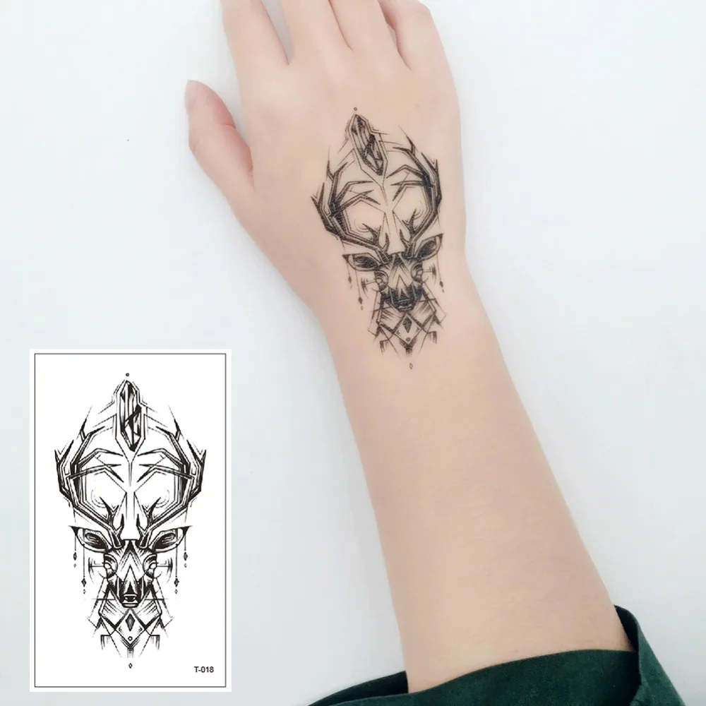 

Geometry cool Temporary Tattoo Sticker Women Minimalist lines pattern Body Art New Design Fake Men Tattoos T-018