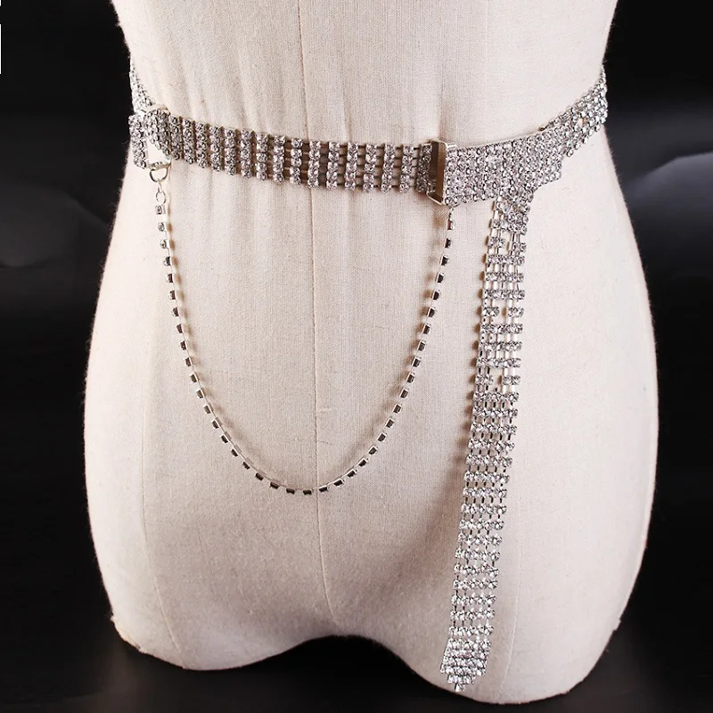 Long Rhinestone Chain Belts Women 2018 Summer Diamon Like Split Joint Thin Waist Belt For Dress ...