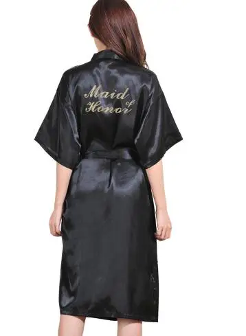 TJ01 Large Size S-3XL Gold Letter Bride Bridesmaid Get Ready Robes Bridal Party Gifts Bathrobe Dressing Gowns For Wome
