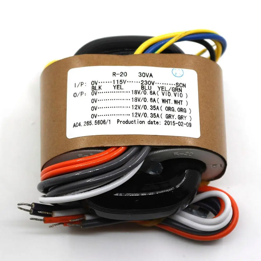 

30VA Double 18V+ Double 12V Pure Copper Transformer 30W R Core Power Transformer For HiFi Audio Amplifier