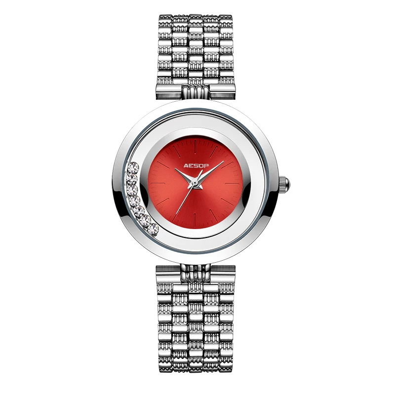 AESOP фиолетовые модные женские часы Элегантные кварцевые наручные простые тонкие женские часы водонепроницаемые Relogio Feminino Montre Saati - Цвет: Красный