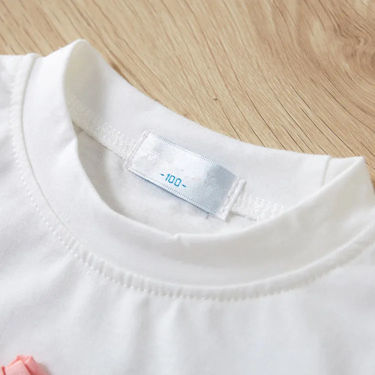 Kids Girls Clothes Sets Age 3 4 5 6 7 Years Old Kids Girls Clothing Children's Bowknot White T-shirt + Printed Shorts 2pcs Suits 06