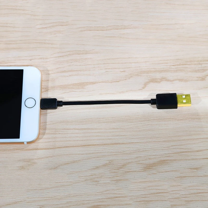 

FFFAS 12cm Short 2A Fast Charging USB Cable Gold Plated Data Adapter Car Wire