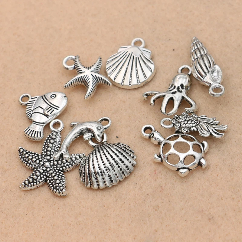 Tibetan silver plated nice sea horse charm pendants   10pcs  EF3549