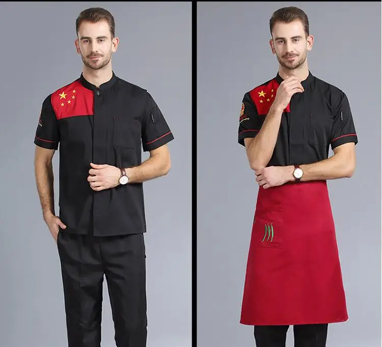 Шеф-повар комбинезоны Рубашка с короткими рукавами обеденный Кухня отель хлебобулочных Для мужчин Для женщин работа на заказ быстро