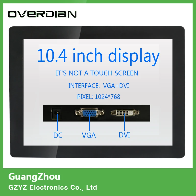 Дисплей 10,4/10 "Non-touch Экран VGA/DVI интерфейсный промышленный мониторинга машины металлический корпус Встроенный ЖК- monitor1024 * 768