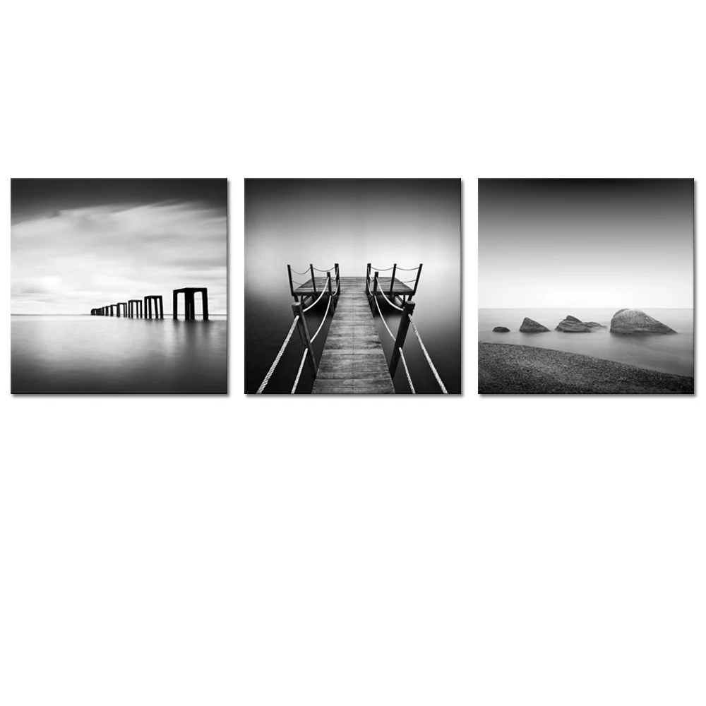 Get Wallpaper Arte della parete spiaggia in bianco e nero For iPhone