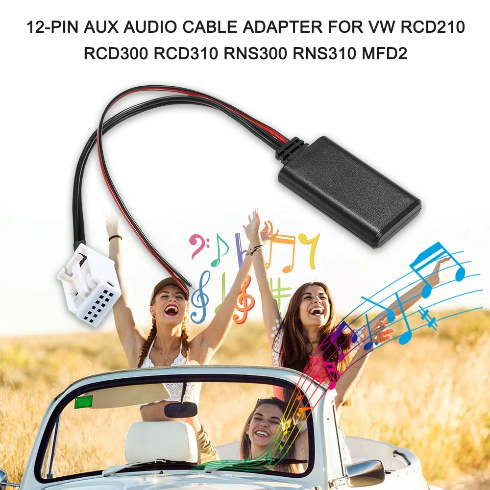 

AUX Audio Cable Adapter 12-Pin Plug Radio BT MP3 Fit for VW RCD210 RCD300 RCD310 RNS300 RNS310 MFD2 Professional