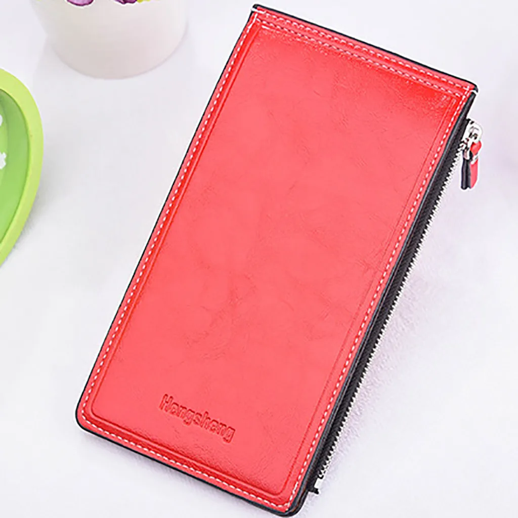 

2019 New Women's Cute Fashion Purse Leather Long Zip Wallet Coin Card Holder Soft Leather Phone Card Female Clutch