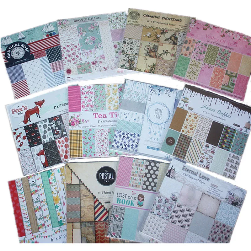 Скрапбукинг тканевый бумажный пакет из 24 листов 6 ''сделай сам украшение для альбома фоновая накладка художественные оригами бумажные пакеты бумага для творчества для открыток