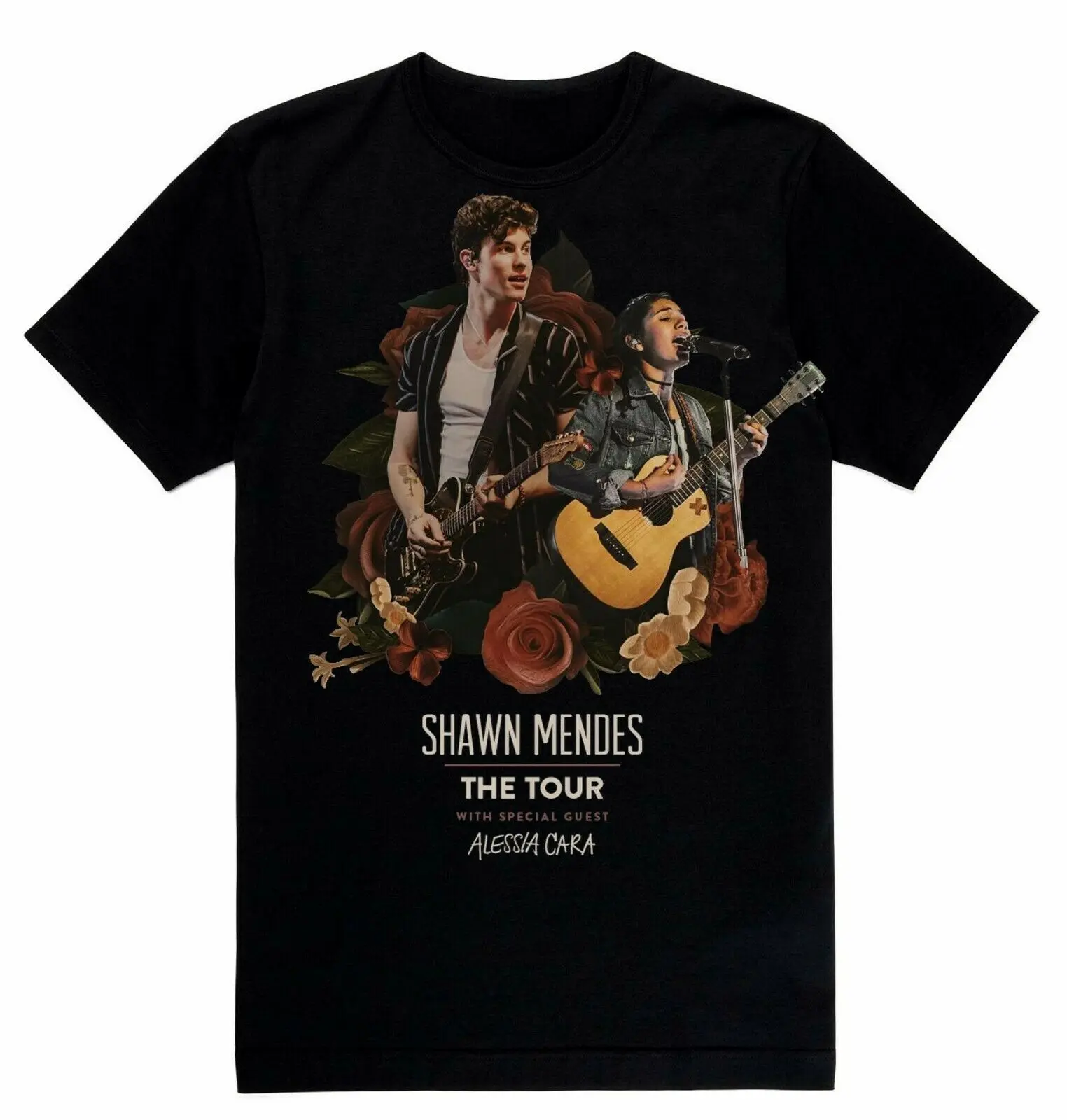 Shawn Mendes The Tour with Alessia Cara-черная футболка с круглым вырезом хит продаж Мужская из