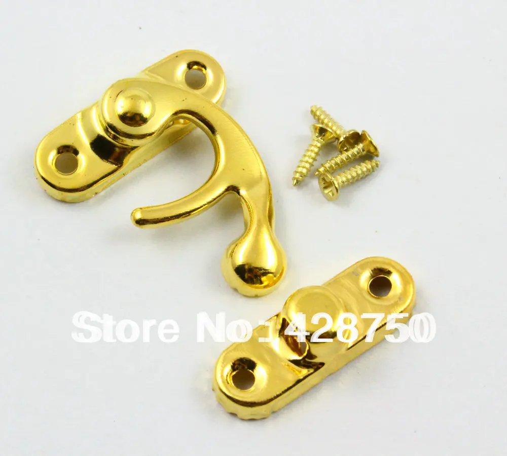 29x33mm Gold Jewelry Box Latch Lock with Screws and Hasp for Enhanced Security image 3