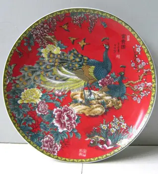 

ceramic Porcelain crafts chinese glaze Chinese classic phoenix statue Home decoration plate