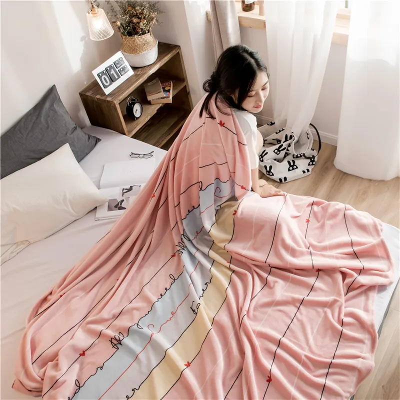 

Home textile pink microfiber fleece blanket adult for beds Girl Wedding warm soft sheep blanket decorations for home