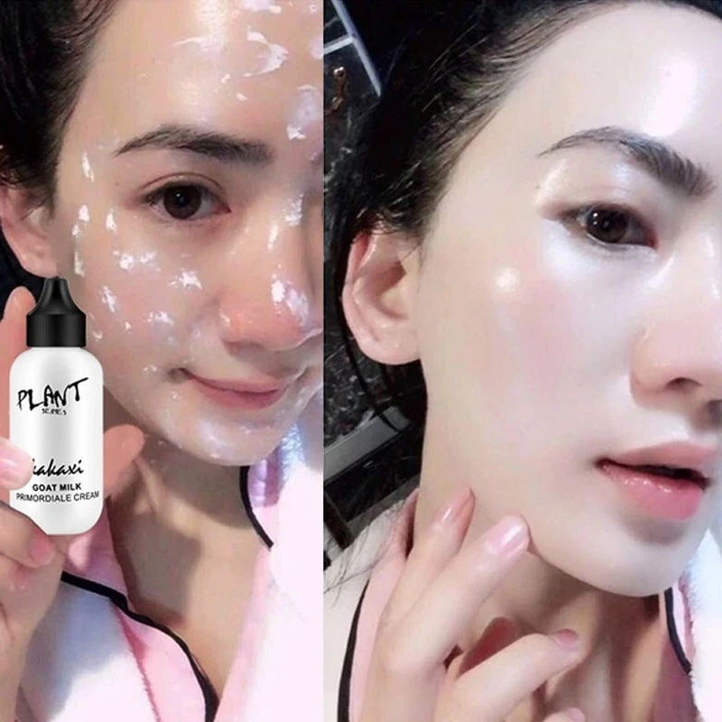 Primer Lazy Face Foundation Cream Goat Milk Revitalizing Full Coverage Waterproof Makeup Base Brighten Cover Dark Circles