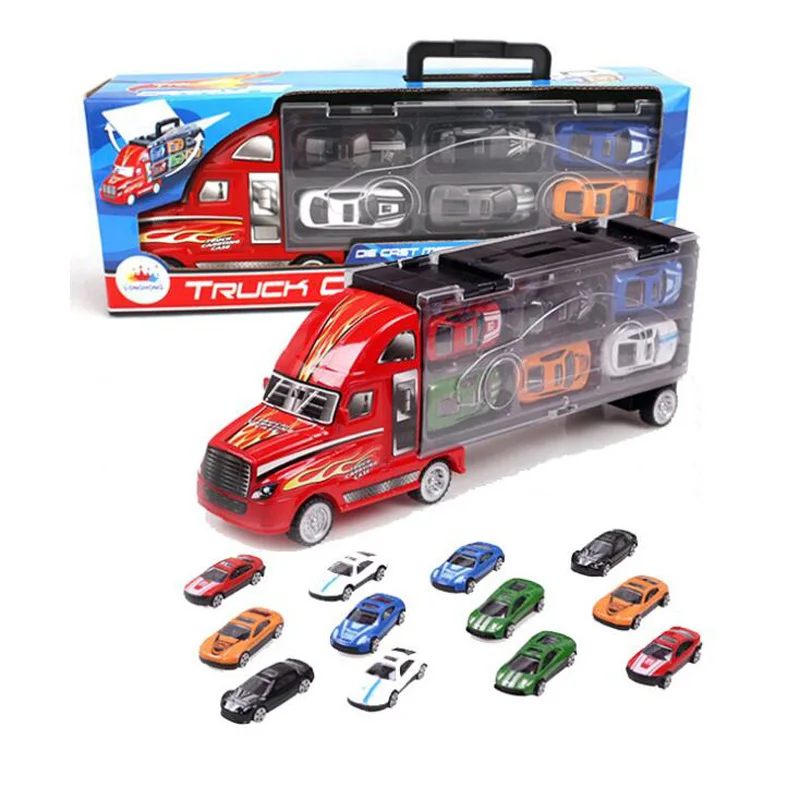 

New with 12pcs alloy small cars simulation models children's toys car model container truck kids gift toys