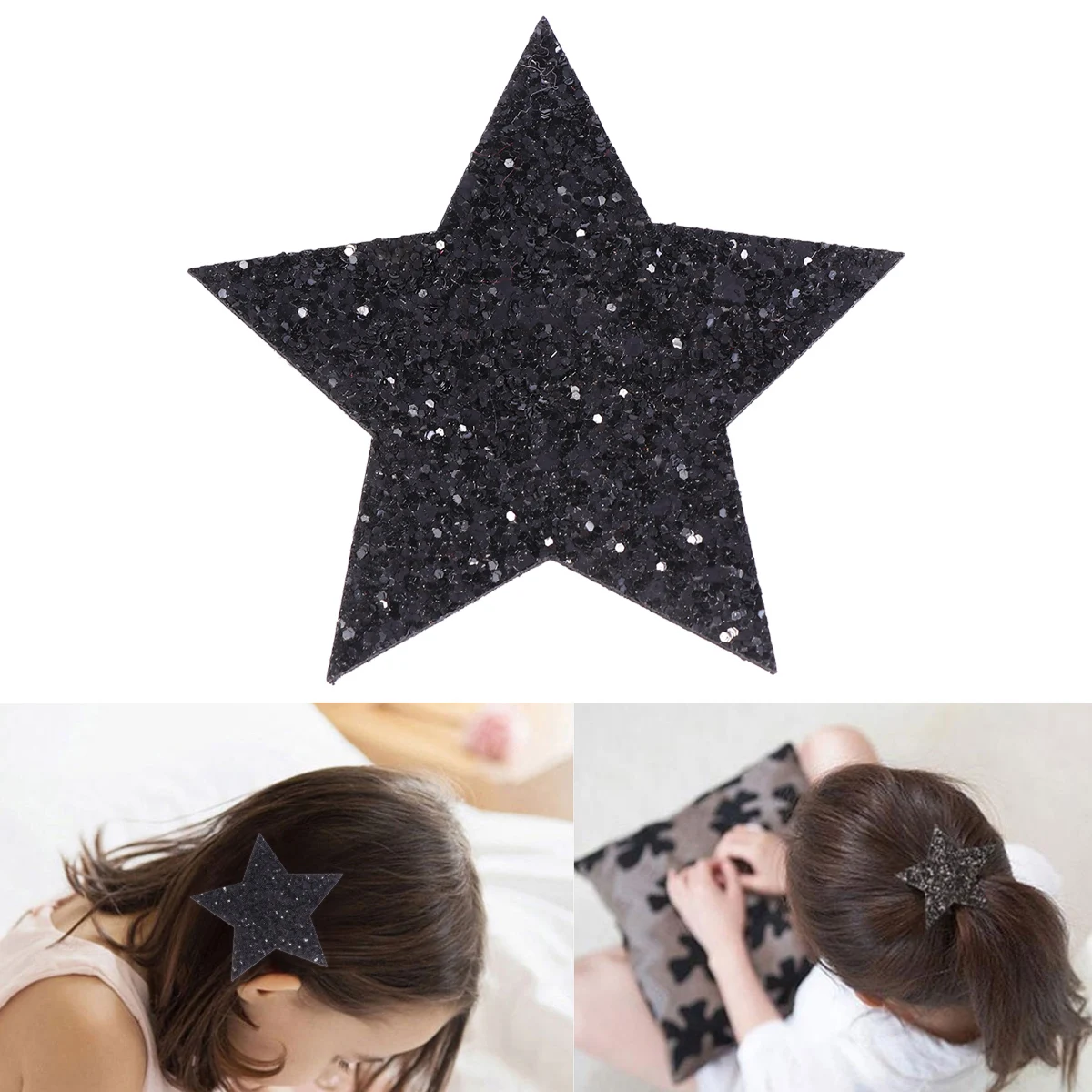 

Black Hair Clips Star Shaped Sequin Cute Adorable Decorative Hair Accessories Hair Pin Bobby Pin Barrette for Children Girls
