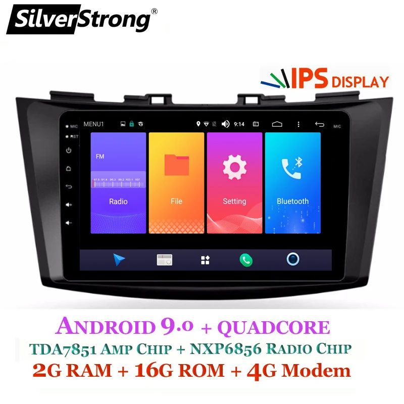 SilverStrong Android9.0 ips 4G Автомобильный 2DIN стерео для Maruti Suzuki SWIFT VDI VXI LDI2din 1024*600 gps навигация wifi