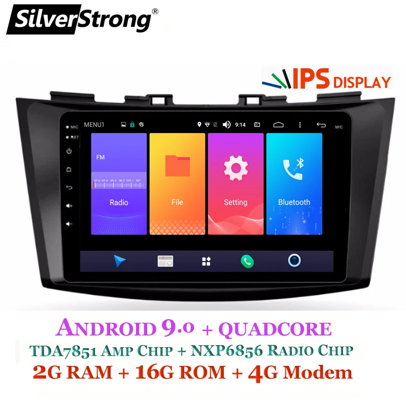 SilverStrong Android9.0 ips 4 г автомобиля 2DIN стерео для maruti suzuki SWIFT VDI VXI LDI2din 1024*600 gps навигации wi fi