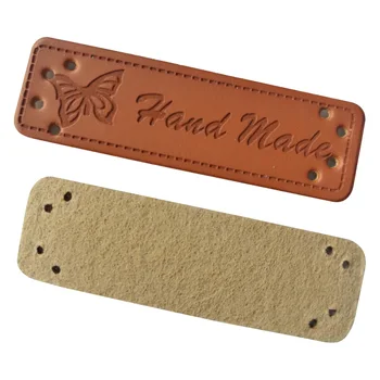 

butterfly logo handmade leather labels with butterfly for needlework hand made label for gift tags sewing tag for clothing