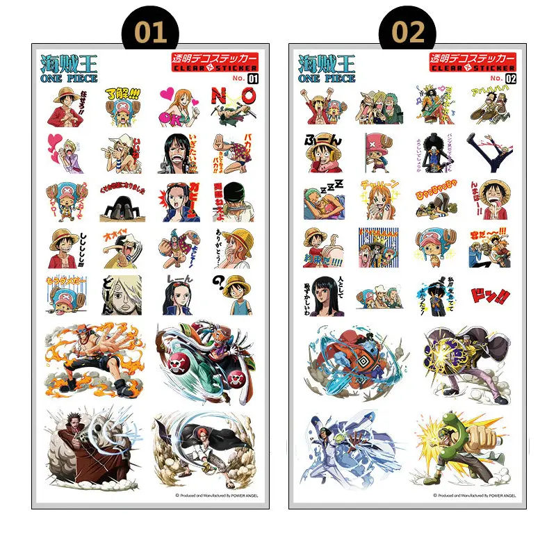 set of stickers Anime One Piece Plastic Stickers Laptop Mobile Phone Book Transparent Sticker Toy for children