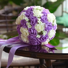 Букет невесты для невесты; корейский стиль держателб для свадебных цветов Искусственный букет de mariage фиолетовый et Блан