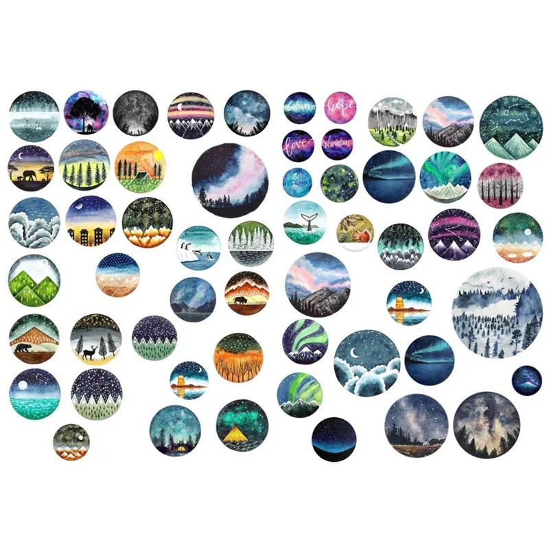 

1 PCS Round Sky Scenery Decor Cute Aesthetic Bullet Journal Stickers Scrapbooking Stationery Sticker Flakes Art Supplies