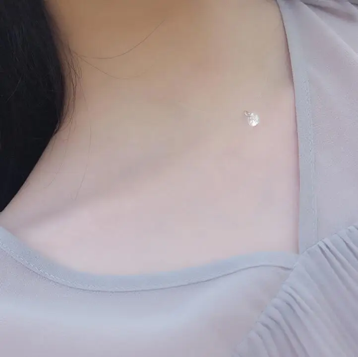 

HOT!Transparent Invisible Line Super Shinning Zircon Choker Necklace For Women 2016 New fashion Silver Plated Luxury Jewelry