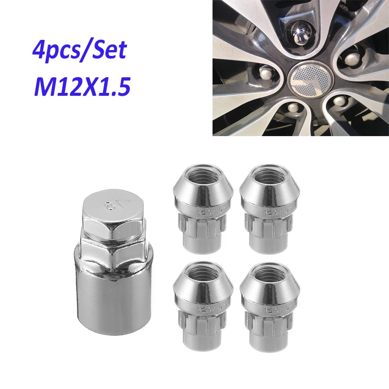 

4x/Set M12x1.5mm Anti Theft Lock Wheel Nuts 60 degree Tapered Security Bolts With Unique Locking Key Car Replacement Parts