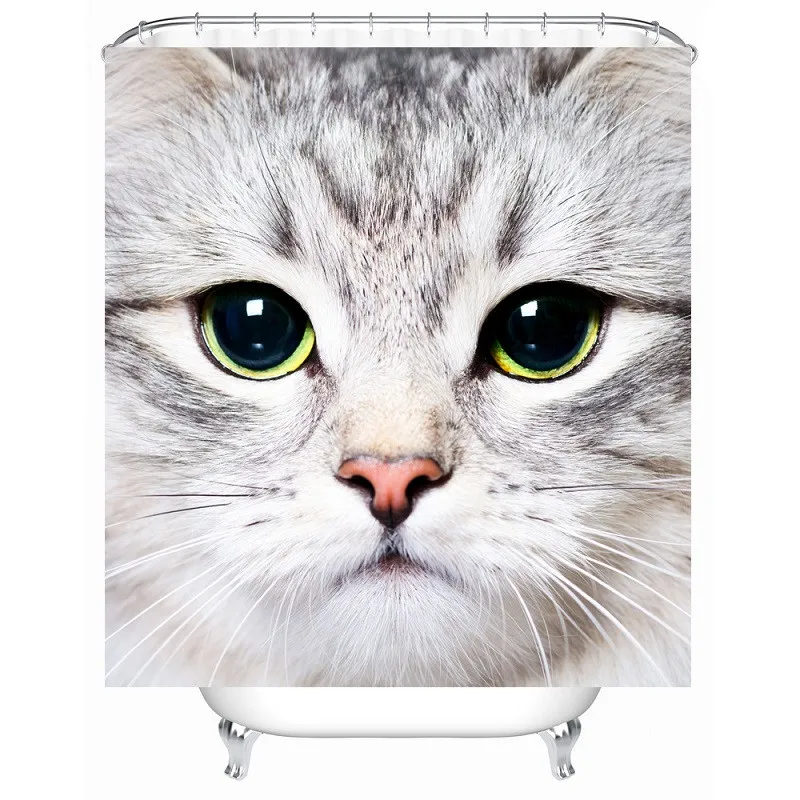 Shower Curtain Cute Animal Cat Pattern Waterproof Polyester Bath Curtain Bathroom Accessories 180x180cm Curtains Home Decoration