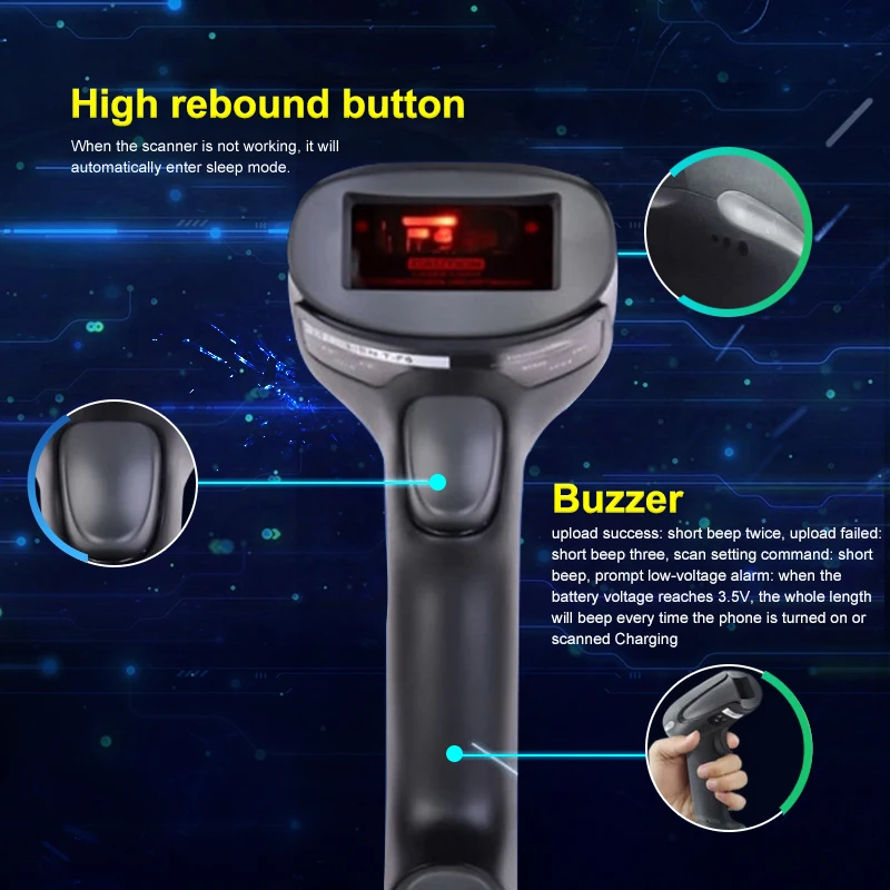 Scanners de Código de Barras a Laser sem Fio Laser de Código de Barras Código de Barras de Digitalização Reader para Pos e Inventário Bar sem Fio Armazém F6-1 2.4g Usb 7 Armazém F6-1 Scanners de código de Barras