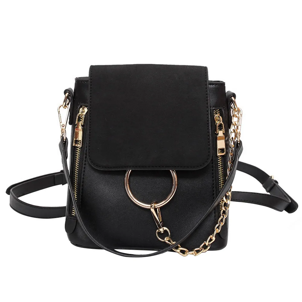 OCARDIAN сумка, модный кожаный женский рюкзак в европейском и американском стиле, модный рюкзак с кольцом на цепочке и плечевым ремнем mar26 - Цвет: Black