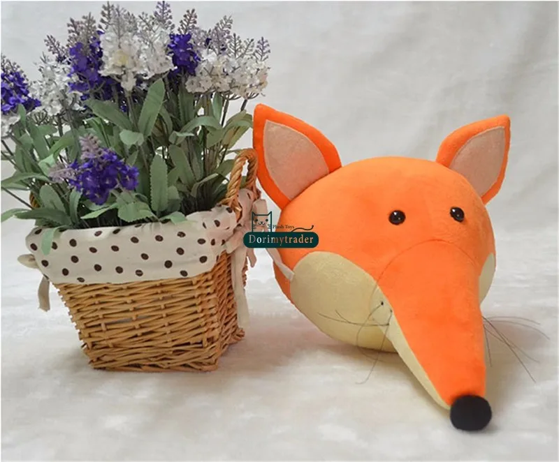 Dorimytrader Pop Anime Realistic Animals Heads Elephant Fox Panda Deer Rhinoceros Plush Toys Animal Wall Hanging Nice Home Decoration Doll DY61780(21)