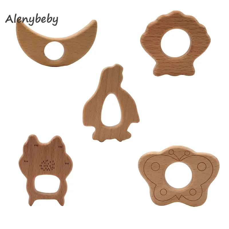 

Natural Wooden Teethers Baby Teething Toy Organic Eco-Friendly Wood Teething Holder Nursing Baby Teether DIY Accessories