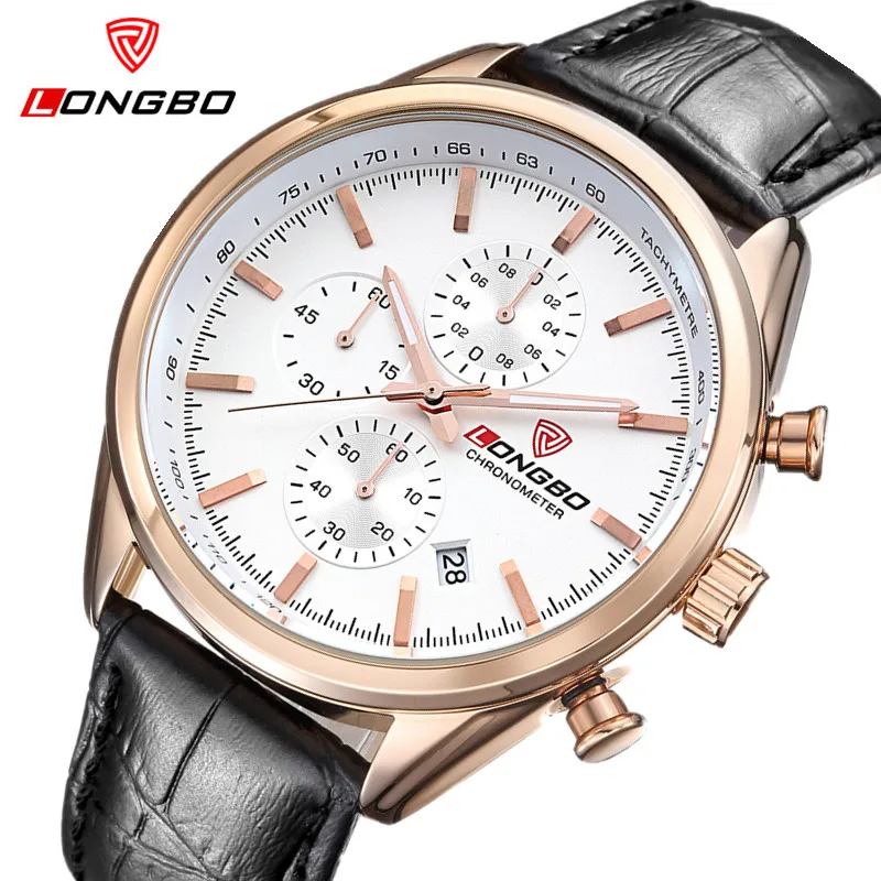 LONGBO Watches Men Top Brand Luxury Waterproof Chronograph Date Male Casual Quartz Watch Men Sport Wrist