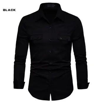 

Men Business Casual Shirts Men Long Sleeve Shirt All Season New Arrivals Cotton Solid Color Smart Casual Shirt EU Size