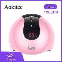 Aokitec 36 Вт USB лампа для ногтей УФ-Светодиодный лампа для отверждения всего геля 30 s/60 s/90 s 3 Таймер Сушилка для ногтей 12 шт. светодиодный экран дисплей лампа для маникюра