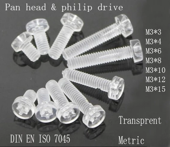 30Pcs M3 M4 M5 Acrylic PC Hexagon Screws Plastic Transparent Hex Clear Bolts